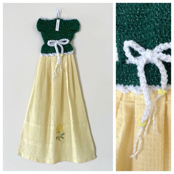 Dress Shape Dish Towel, Crochet Tea Towel Set, Crochet Cute Gift Set - Picture 3 of 16